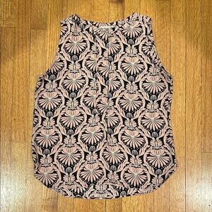 LOFT Black and Pink Floral Tank Top
